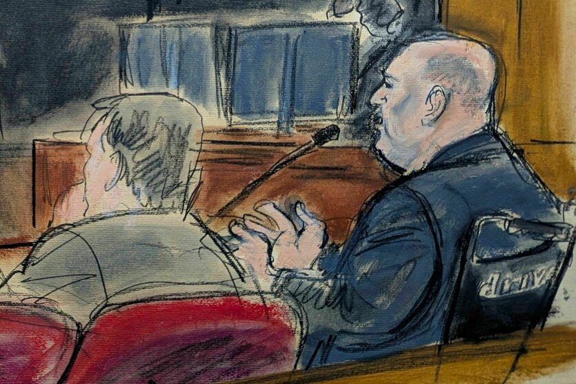 Harvey Weinstein, gezeichnet von einem Gerichtszeichner