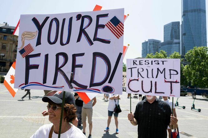 Eine Demo gegen Trump in Frankfurt
