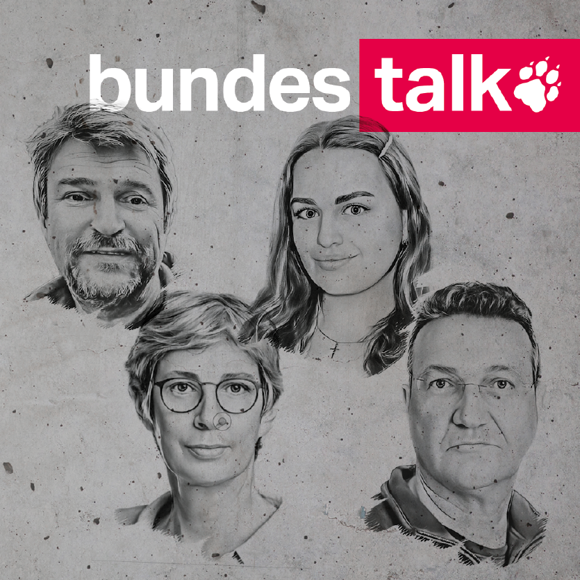 Köpfe von Susanne Knaul, Bernd Pickert, Lisa Schneider und KArim El-Gawhary