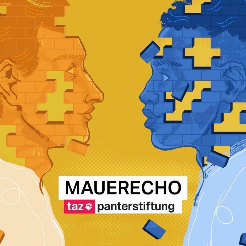 Illustration von zwei Männern, die sich anschauen