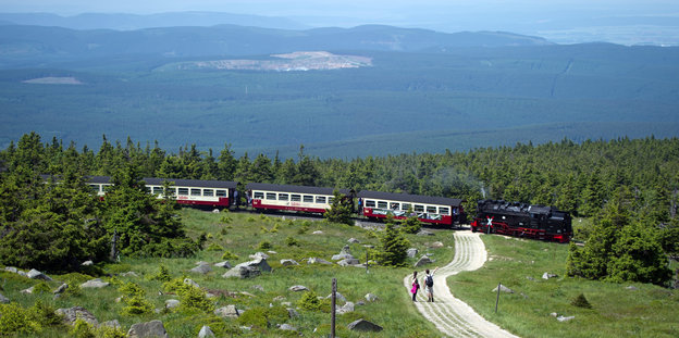 Die Harzer Schmalspurbahn auf dem Weg zum Brocken.