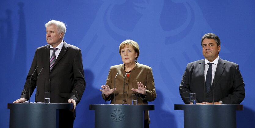 Horst Seehofer, Angela Merkel und Sigmar Gabriel