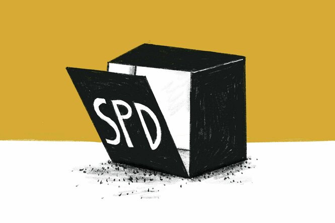 Eine leere Box auf der SPD steht