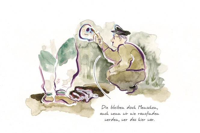 Bild aus dem Comic: Jemand entdeckt einen Schädel