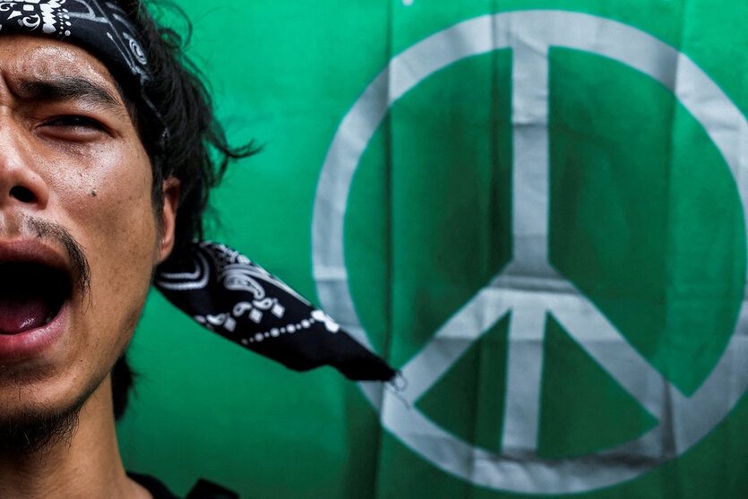 Protest gegen die geplante Cannabis-Kriminalisierung vor Thailands Gesundheitsministerium am Montag am Stadtrand von Bangkok