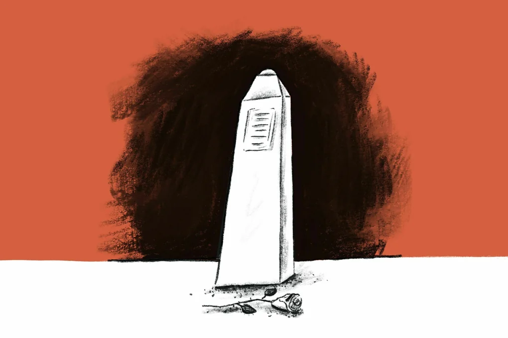Illustration mit einer Gedenkstele