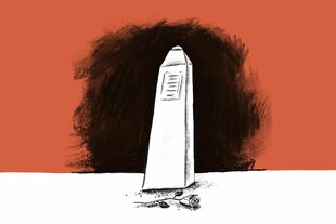 Illustration mit einer Gedenkstele