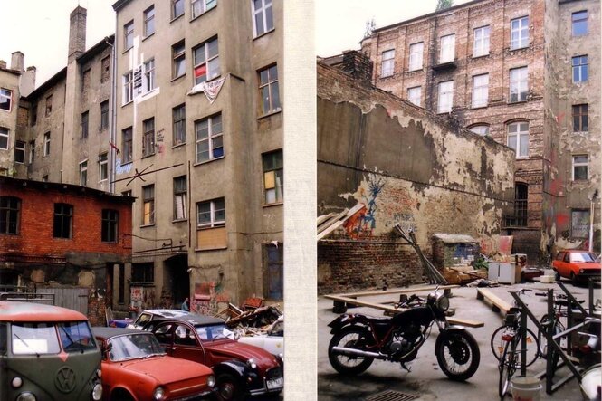 zwei Bilder von alten Wohnhäusern