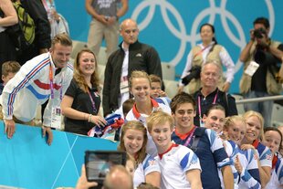 Team Great Britain im Frauenfußball, Olympia 2012, zusammen mit David Beckham