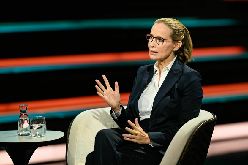 Frauke Brosius-Gersdorf sitzt in einem Sessel und gestikuliert