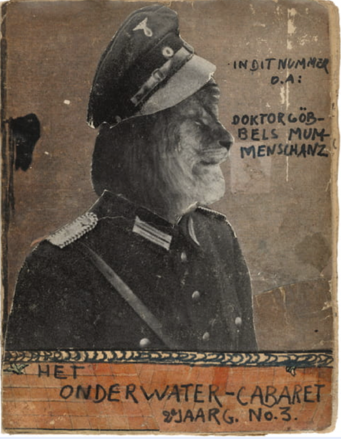 Ein Wolf mit Polizistenmütze und Uniform