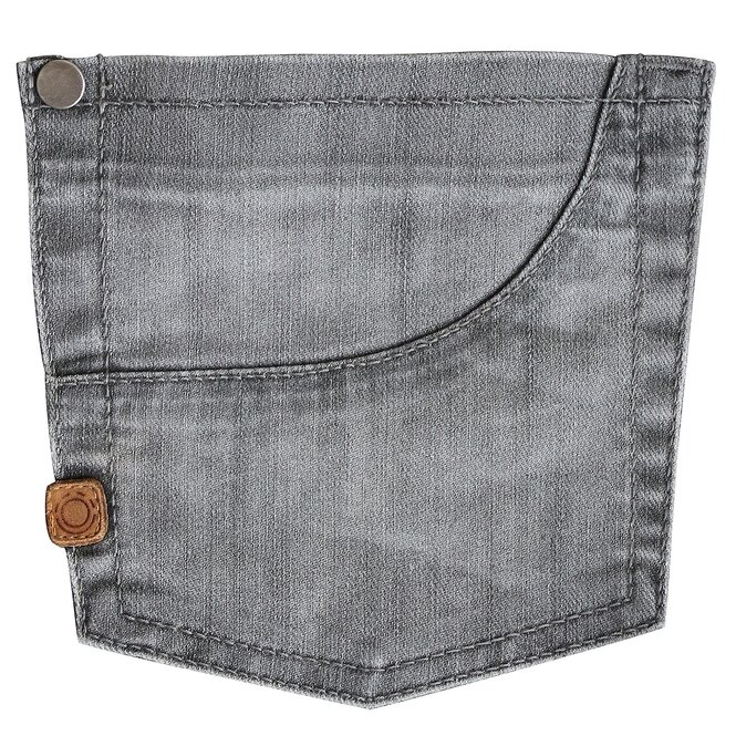 Eine zerschlissene Tasche einer Jeanshose
