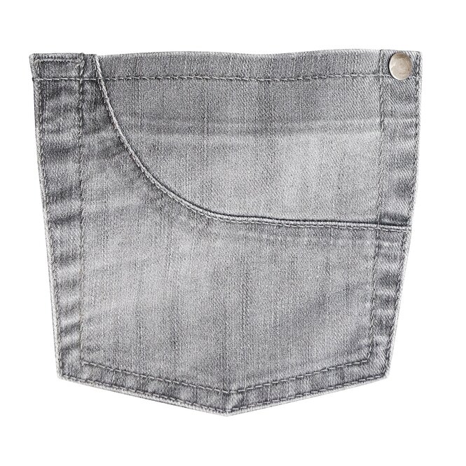 Eine zerschlissene Tasche einer Jeanshose
