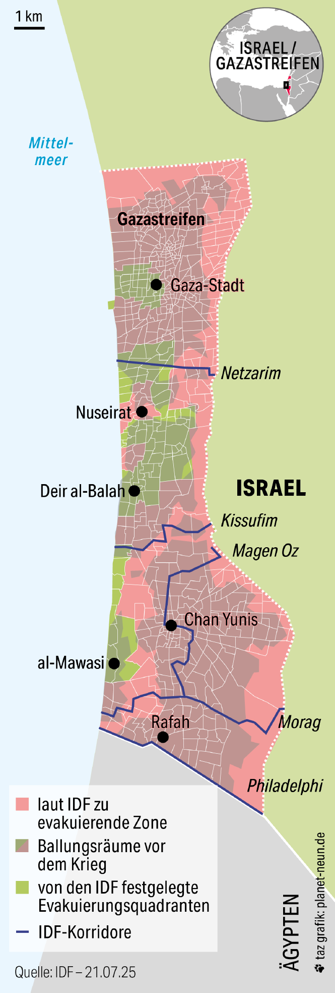 Karte vom Gazastreifen