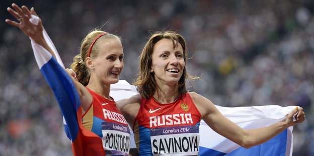 Mariya Savinova und Ekaterina Poistogova.