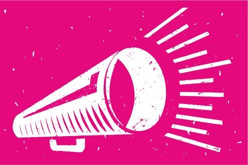 weißes megaphon auf rosa Untergrund als illu für wahrheitkolumne