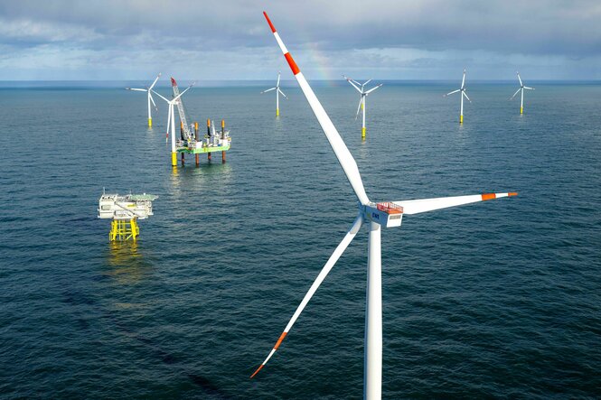 Der Offshore-Windpark Riffgat rund 15 Kilometer nördlich der Insel Borkum