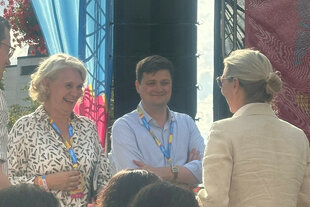 CDU-Politikerin Saskia Ludwig (links) mit Maximilian Tichy und AfD-Chefin Alice Weidel