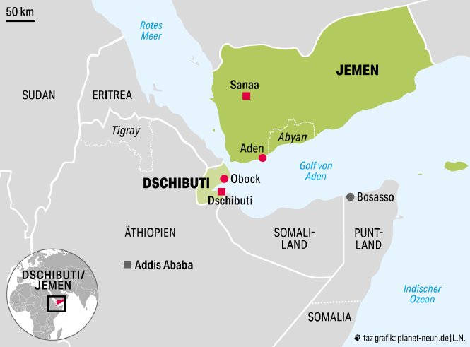 Karte vom Horn von Afrika und Jemen