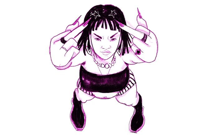 illustration: Ein Modell in pink farbener brat-fashion