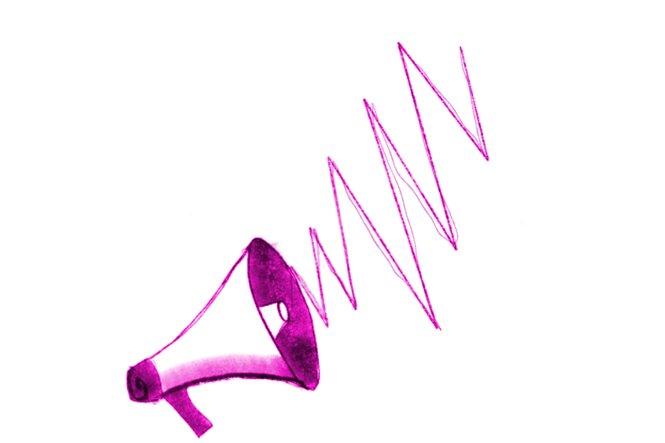 Illustration: Ein pink farbenes Megafon