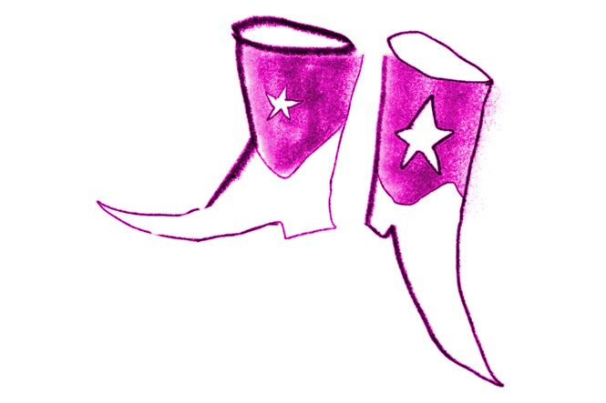 Illustration: pink farbene Cowboystiefel