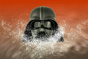 Darth Vader Maske vor Orange