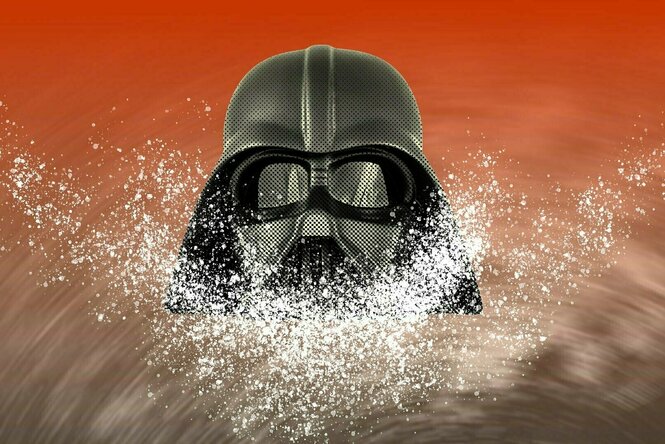 Darth Vader Maske vor Orange