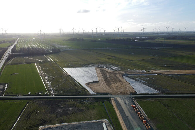 Baustelle der Northvolt Drei Gigafactory
