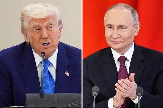 Porträts von Donald Trump und Wladimir Putin