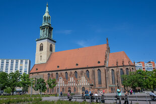 Die Marienkirche nahe dem Alexanderplatz in Berlin-Mitte