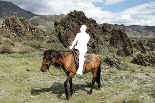 Foto von Putin auf einem Pferd, Putin ausgeschnitten