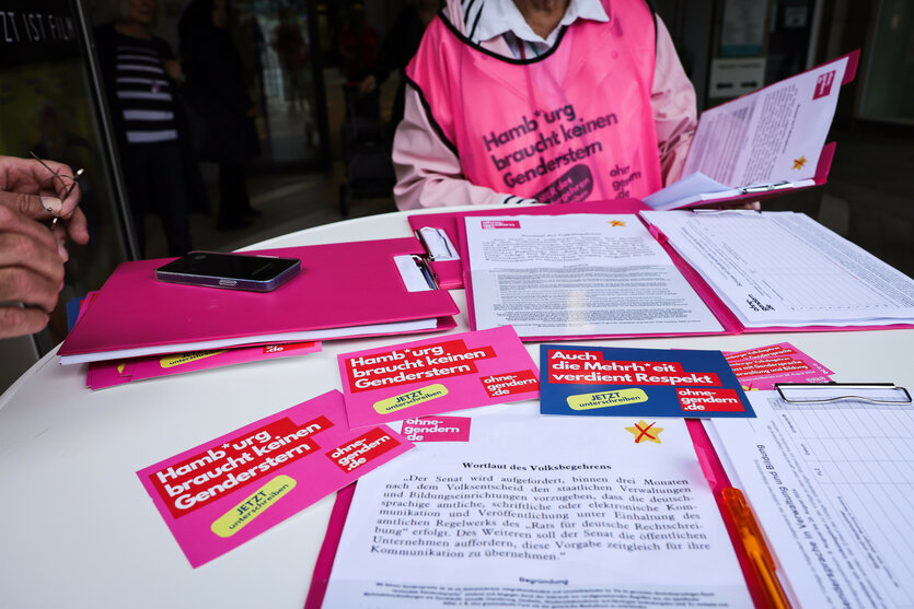 Unterschriftenzettel der Hamburger Initiative «Schluss mit Gendersprache in Verwaltung und Bildung»