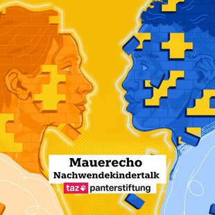 Illustration einer Frau und eines Mannes, die sich anblicken