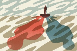 Illustration zeigt Schatten von einer Statue.