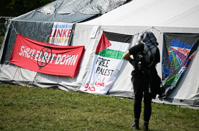 Palästina-Flagge beim Klimacamp