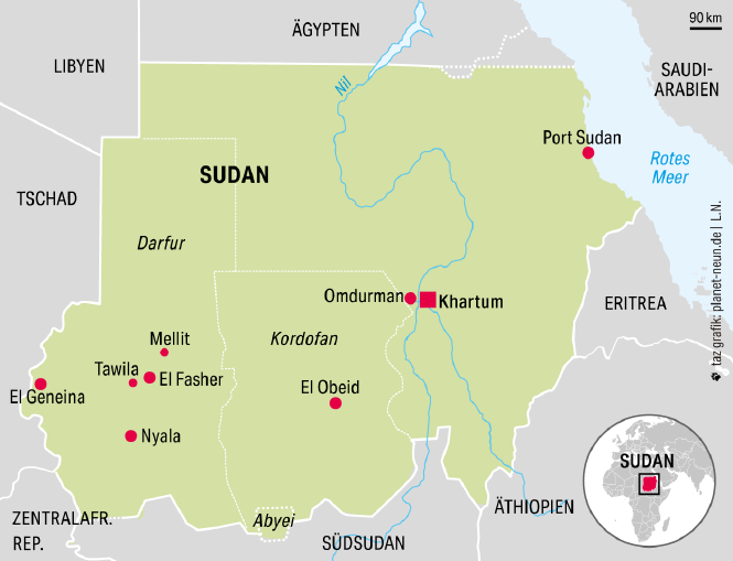 Karte vom Sudan