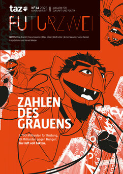 Zu sehen ist das Cover der neuen Ausgabe der taz FUTURZWEI.