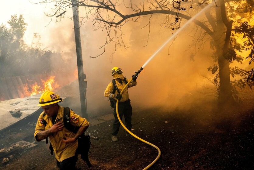Feuerwehrleute bekämpfen Waldbrand