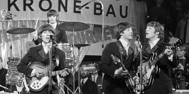 Die vier Musiker der Beatles ohne Andy White