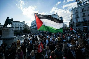 Pro Palestina Demo auf der Rambla in Barcelona