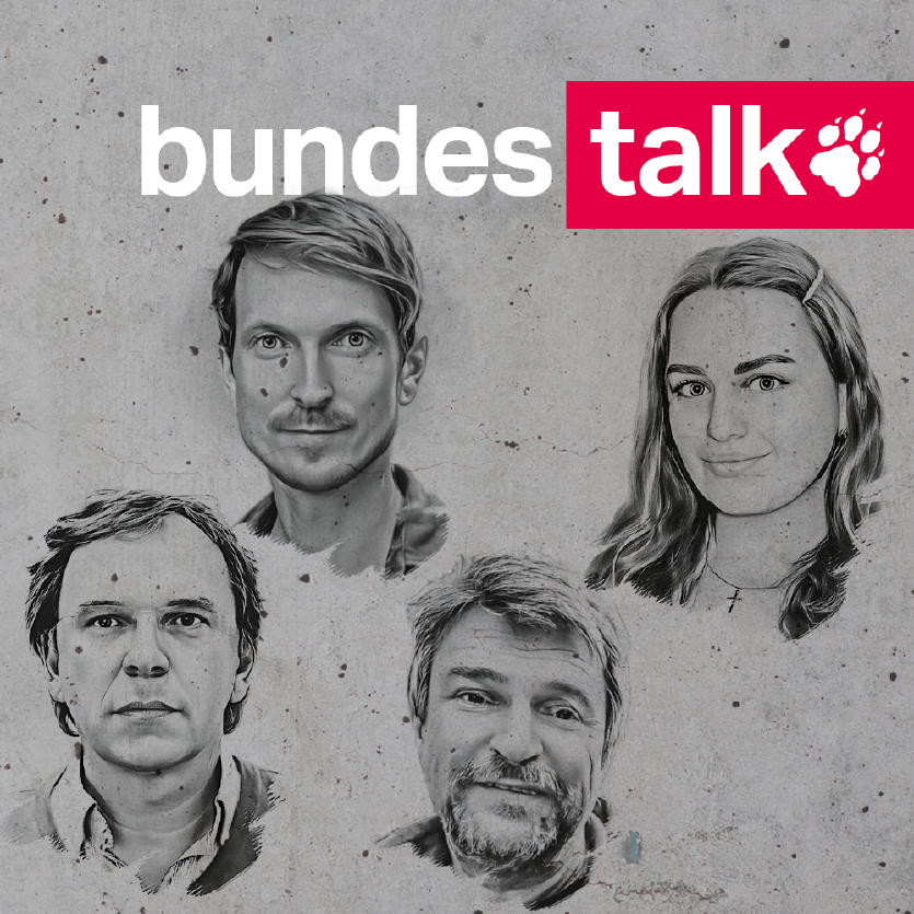 Die Köpfe von Stefan Reinecke, Felix Wellisch, Bernd Pickert und Lisa Schneider