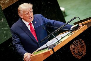 US-Präsident Donald Trump am Rednerpult bei der Generaldebatte der UN-Vollversammlung