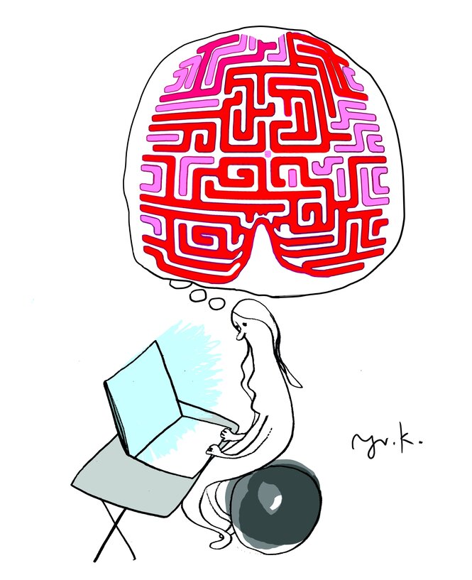 Illustration zeigt eine Person mit einem Labyrinth im Kopf.