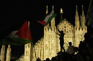 Auch in Mailand zogen die Menschen in Unterstützung der Global-Sumud-Flotilla auf die Straßen