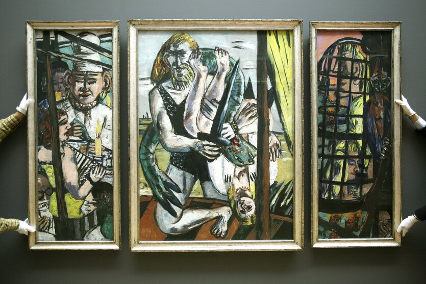 Das Gemälde "Perseus" von Max Beckmann hängt an der Wand eines Ausstellungsraums