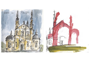 Zeichnung des Doms in Fulda.