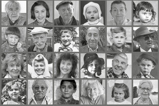 Viele Porträts von Menschen, die Holocaustüberlebende sind