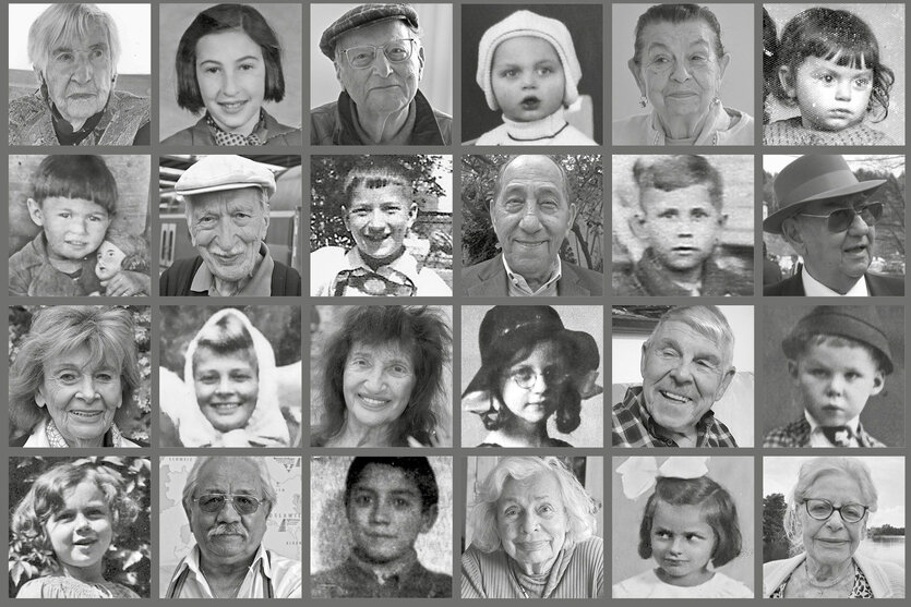 Viele Porträts von Menschen, die Holocaustüberlebende sind