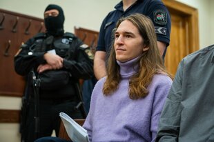 Maja T. im Prozess vor dem Stadtgericht Budapest
